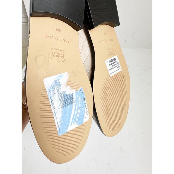 Ann Taylor Croco Loafers - Off White Fringe Detail - Size 8M - Picture 4 of 4